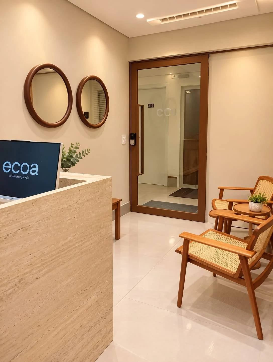 Área de espera e entrada da clínica ECOA